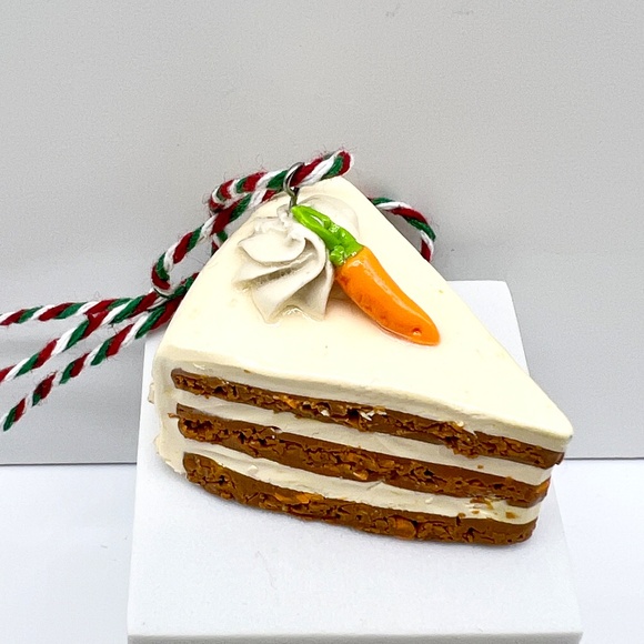 Carrot Cake Slice Christmas Ornament – Handmade Clay Layer Cake - Food Ornament - Picture 7 of 8